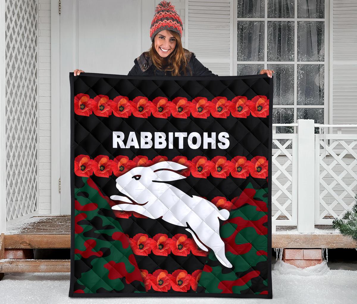 south-sydney-rabbitohs-premium-quilt-anzac-day-poppy-flower-vibes