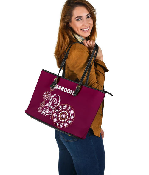 queensland-large-leather-tote-bag-maroons-simple-indigenous