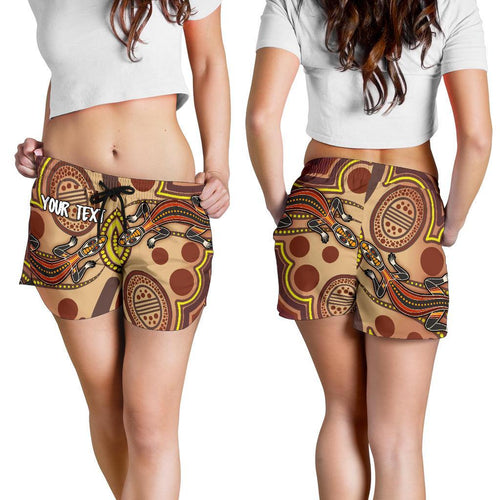 [Custom] Aboriginal Women's Shorts, Indigenous Lizard Dot Painting Art - Vibe Hoodie