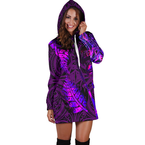 aotearoa-maori-women-hoodie-dress-silver-fern-koru-vibes-purple