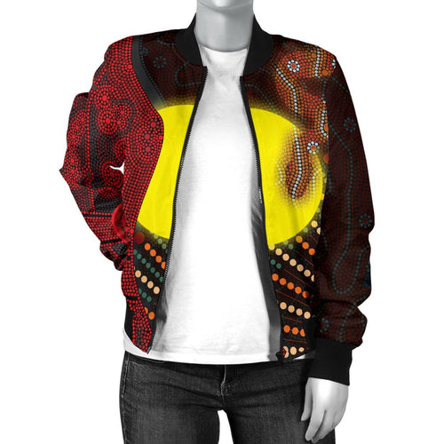 aboriginal-womens-bomber-jacket-indigenous-snake-sun-dot-painting