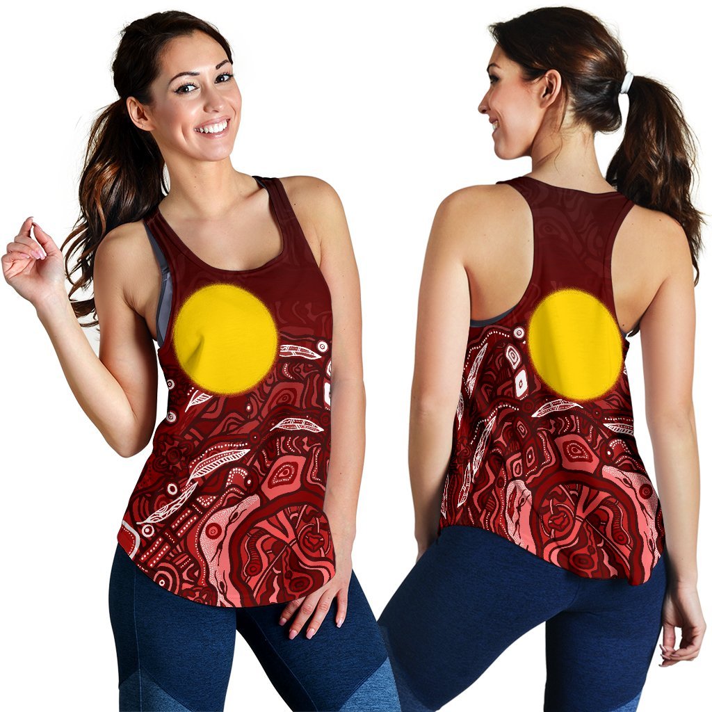 Aboriginal Women's Racerback Tank - Red Landscape - Vibe Hoodie