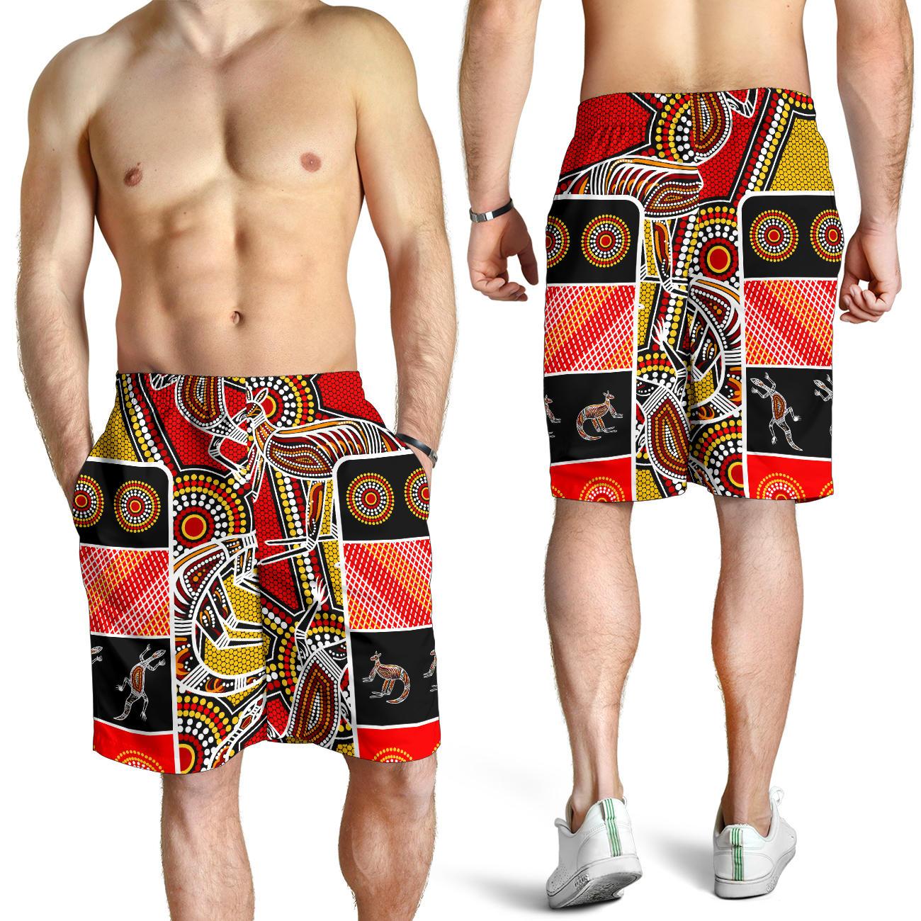 aboriginal-mens-shorts-kangaroo-dot-painting-patterns