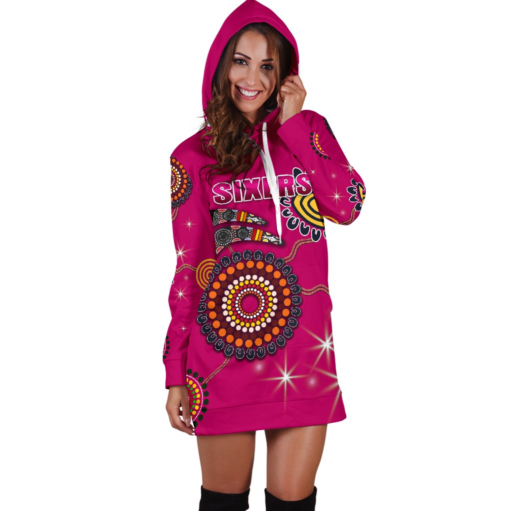 sydney-womens-hoodie-dress-sixers-indigenous-magenta