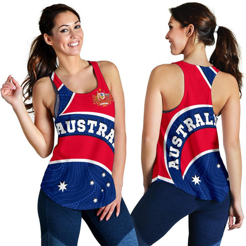 Aboriginal Racerback Tank - Australia Flag and Coat of Arms -Women - Vibe Hoodie