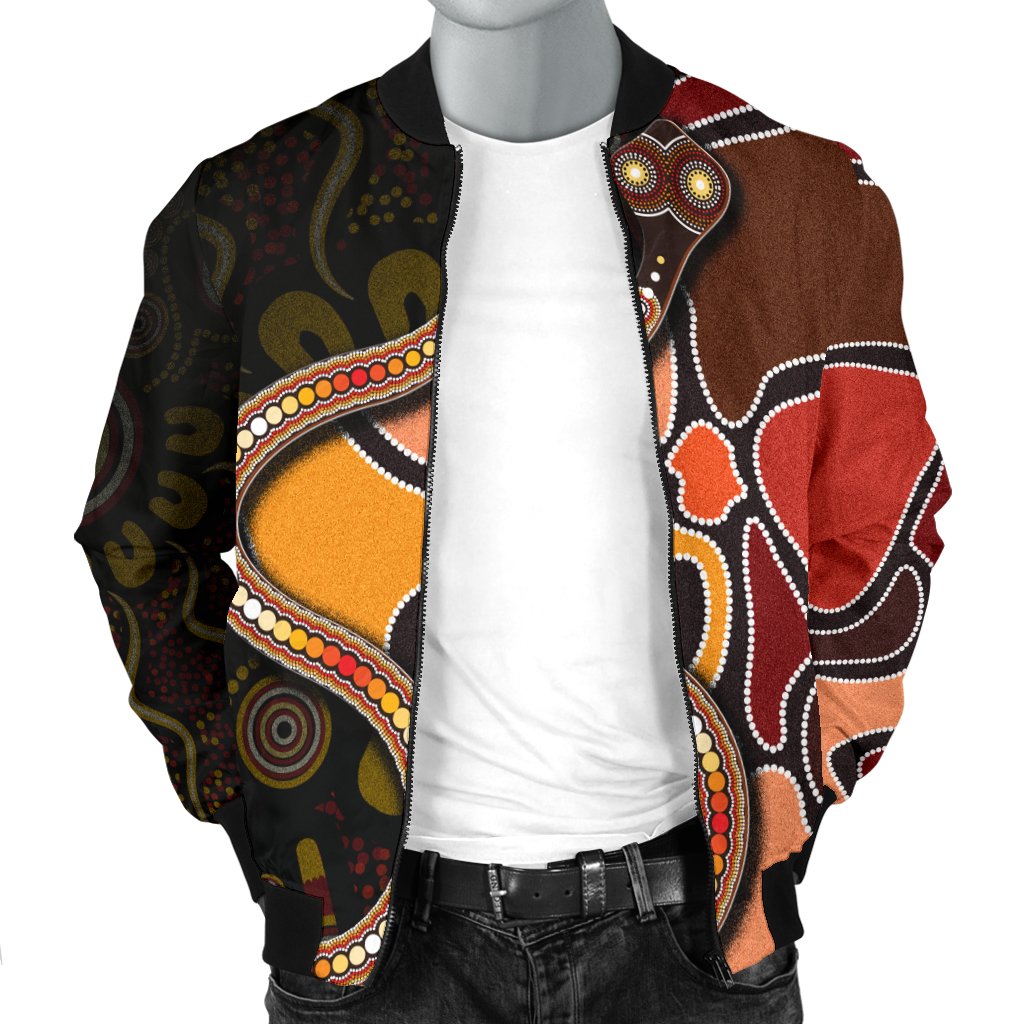 bomber-jacket-aboriginal-snake-with-dot-painting