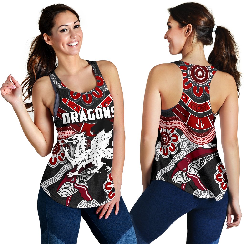 Dragons Women Racerback Tank St. George Indigenous Black - Vibe Hoodie