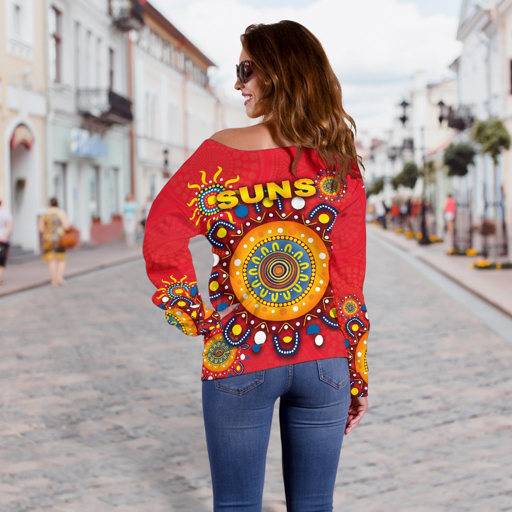 Gold Coast Women Off Shoulder Sweater Suns Indigenous - Vibe Hoodie
