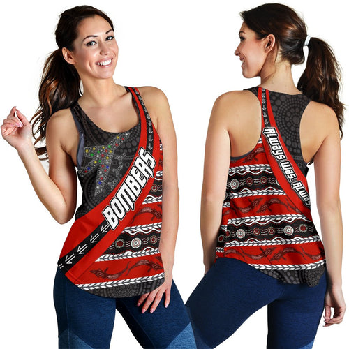 Naidoc Essendon Women Racerback Tank Aboriginal Bombers - Vibe Hoodie