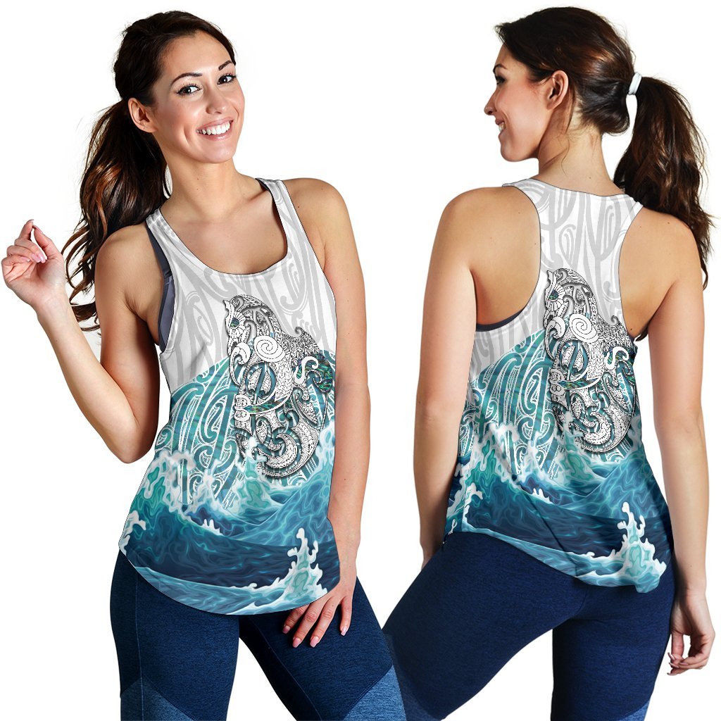 Maori Manaia The Blue Sea Women'S Racerback Tank, White - Vibe Hoodie