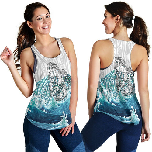 Maori Manaia The Blue Sea Women'S Racerback Tank, White - Vibe Hoodie
