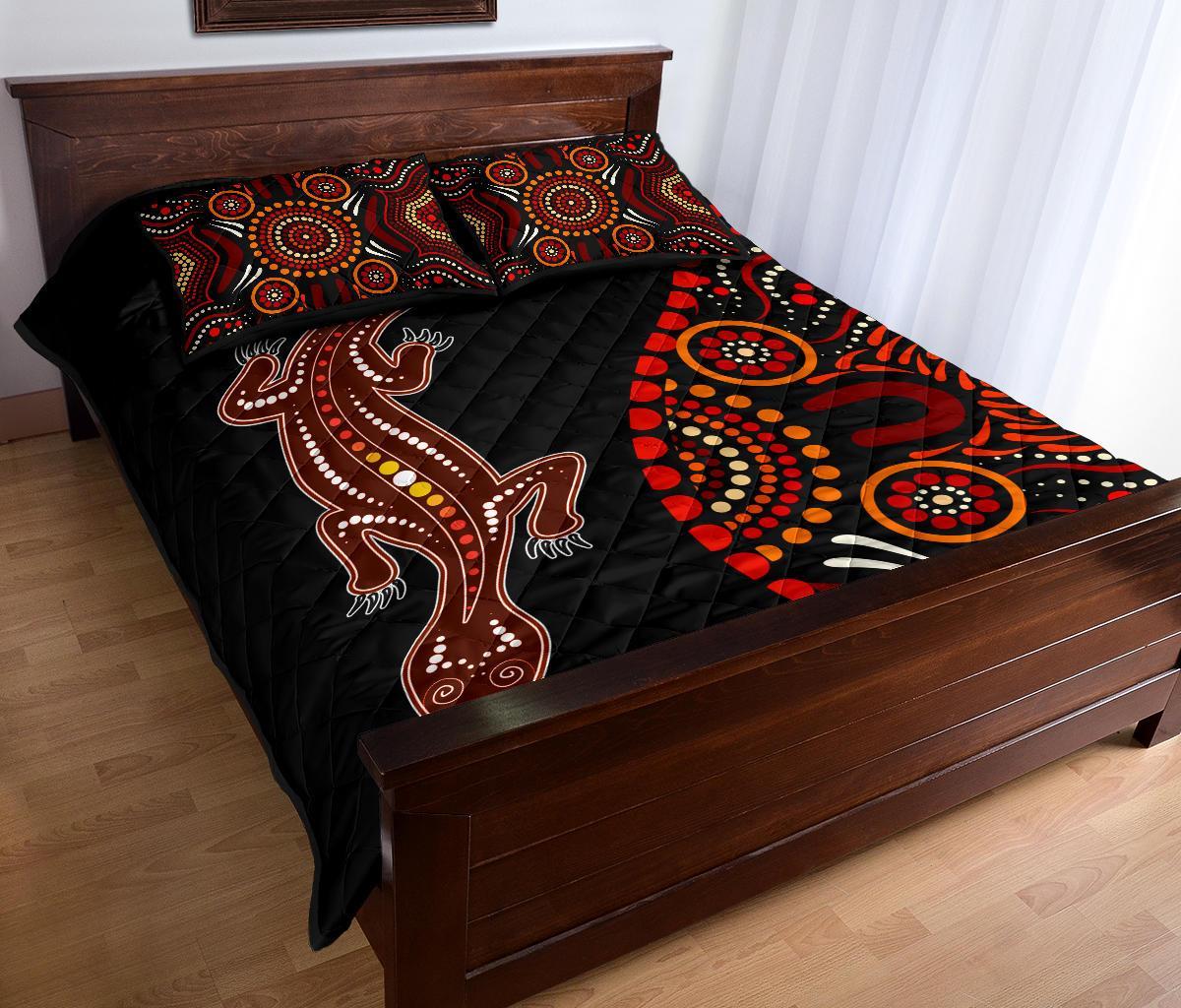 aboriginal-quilt-bed-set-aboriginal-lizard-with-dot-painting-pattern