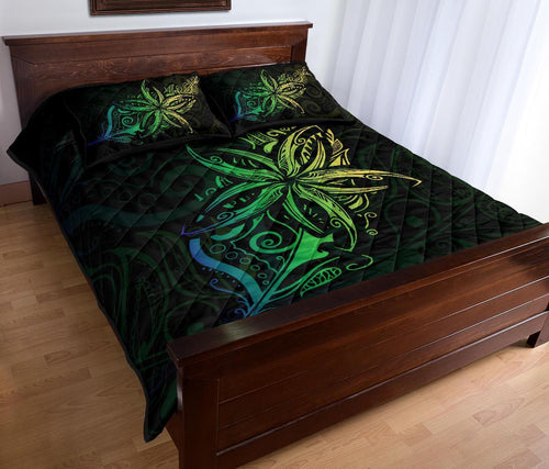 new-zealand-light-silver-fern-x-frangipani-tattoo-quilt-bedding-sets-green
