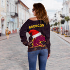 Brisbane Women Off Shoulder Sweater Broncos Christmas - Vibe Hoodie