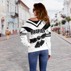 Western Suburbs Magpies Women's Off Shoulder Sweater Original Style - White - Vibe Hoodie