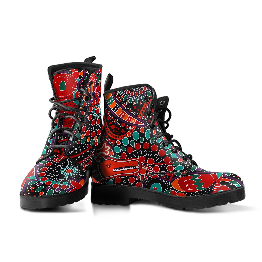 leather-boots-aboriginal-animal-dot-acrylic-paint