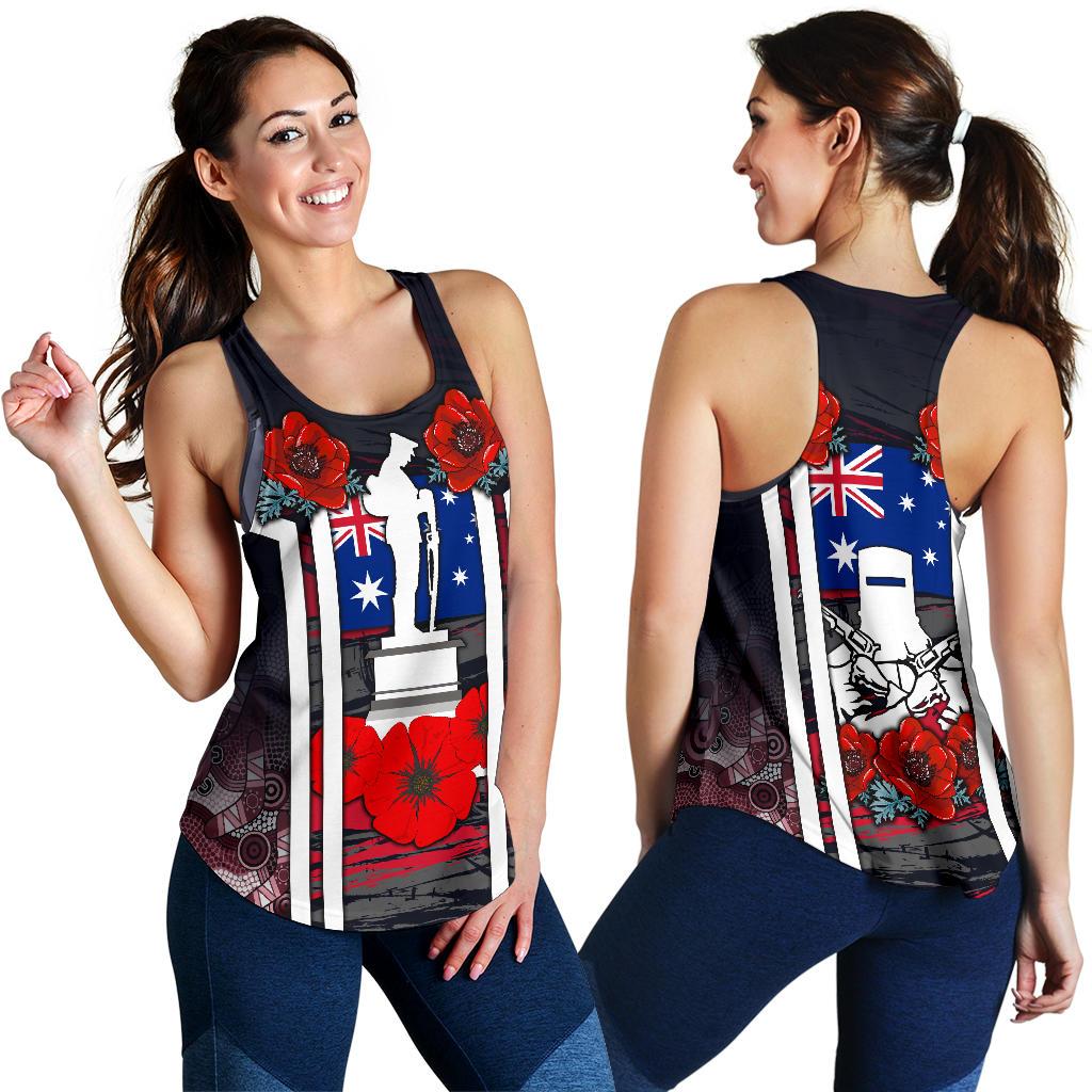 Racerback Tank- Anzac Day Tank Top - Poppy Flowerss Dot Painting - Women - Vibe Hoodie
