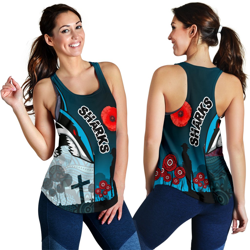Sharks Women's Racerback Tank Cronulla Anzac Day - Vibe Hoodie