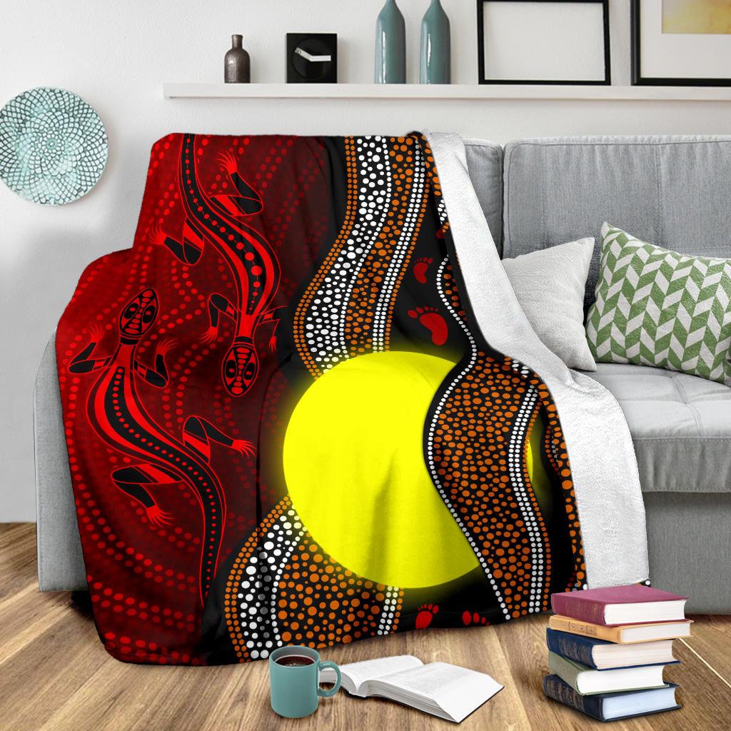aboriginal-premium-blanket-aboriginal-flag-lizard-dot-painting-style