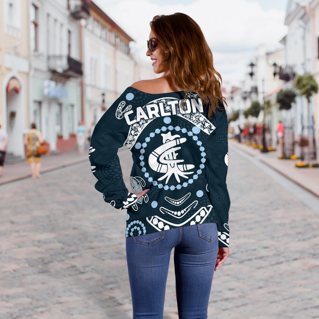 Carlton Women's Off Shoulder Sweater The Blue Baggers Indigenous - Vibe Hoodie