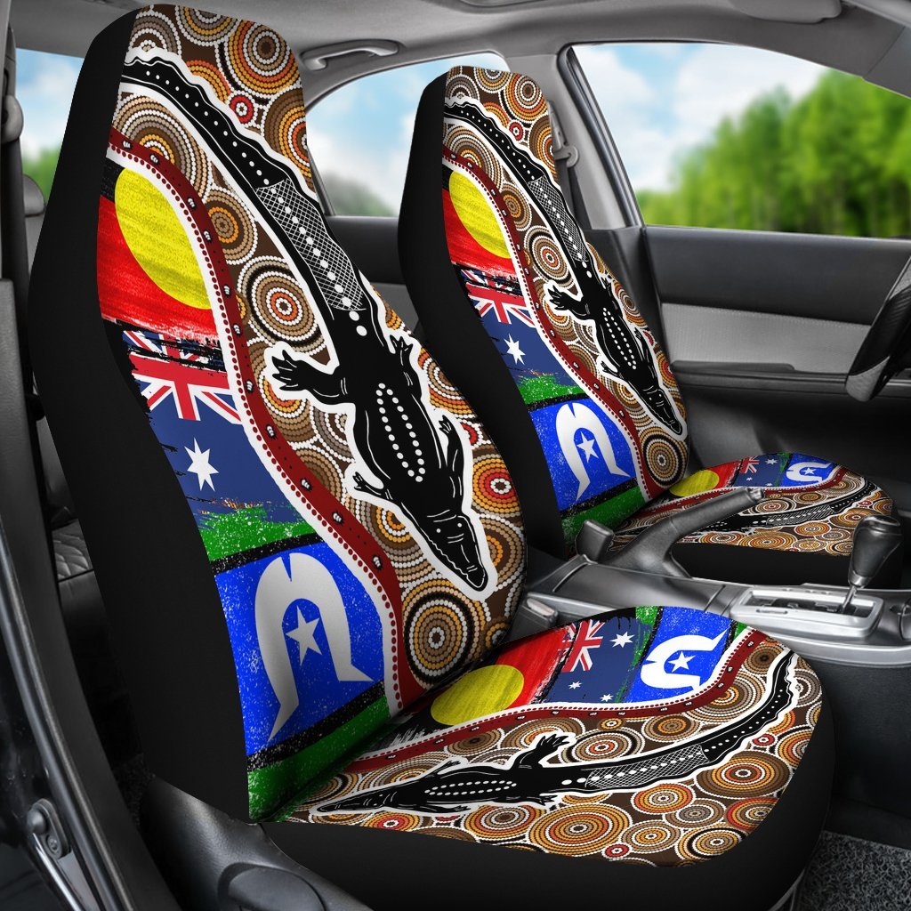 car-seat-covers-australian-aboriginal-crocodile-with-naidoc-flags