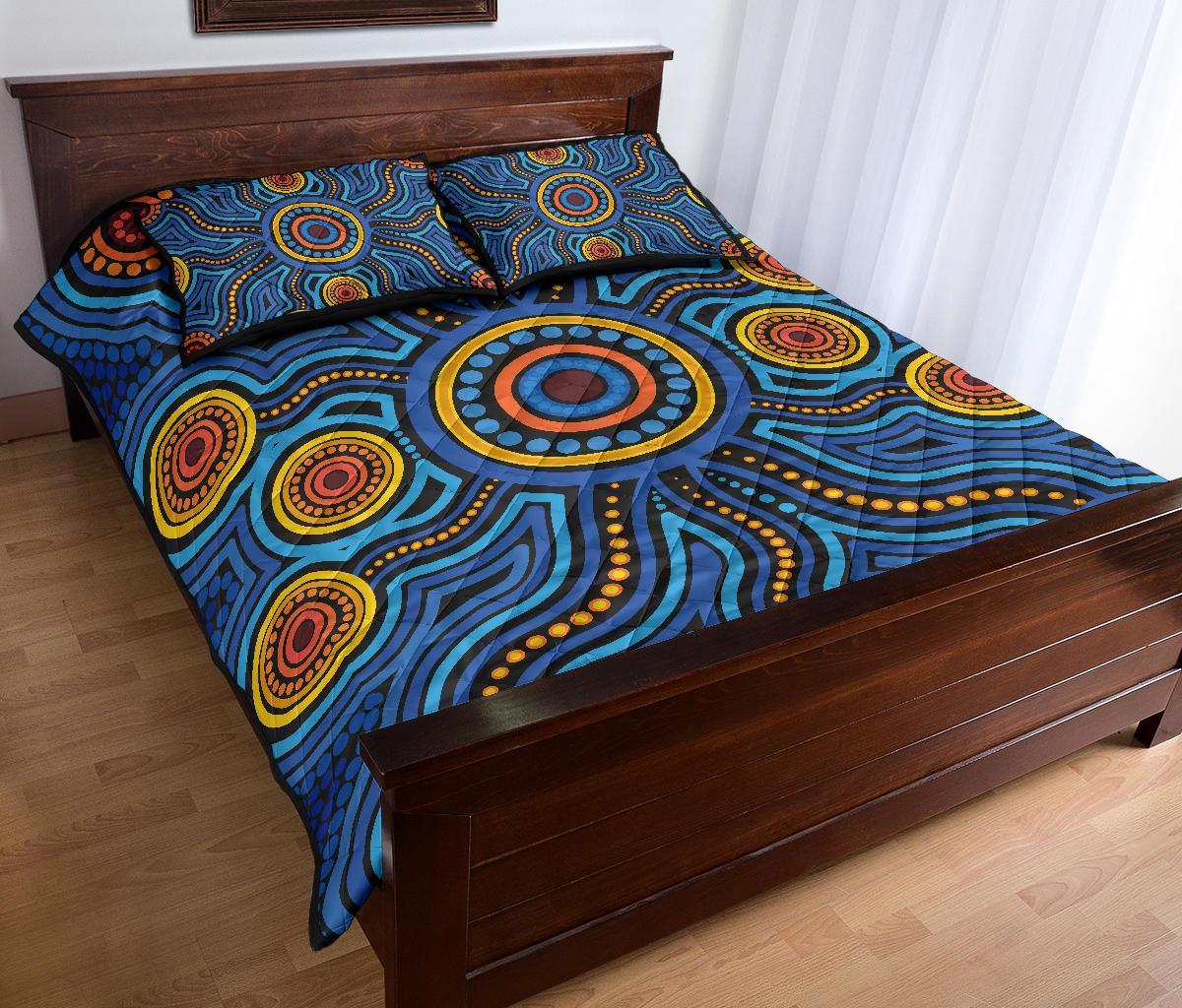 aboriginal-quilt-bed-set-aboriginal-flower-blue-dot-painting-art