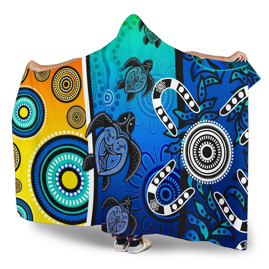 aboriginal-hooded-blanket-indigenous-turtle-dot-painting-art