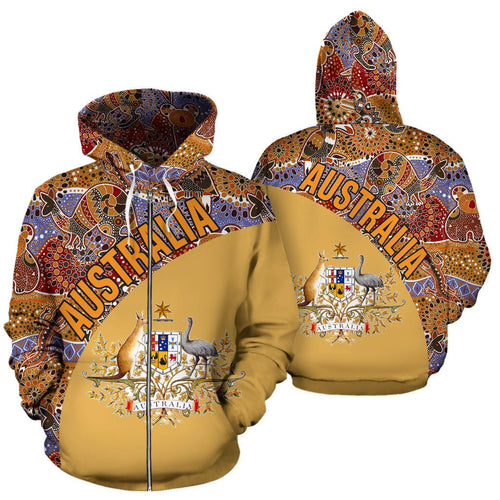aboriginal-zip-up-hoodie-australian-coat-of-arms-kangaroo-koala-all-over-print