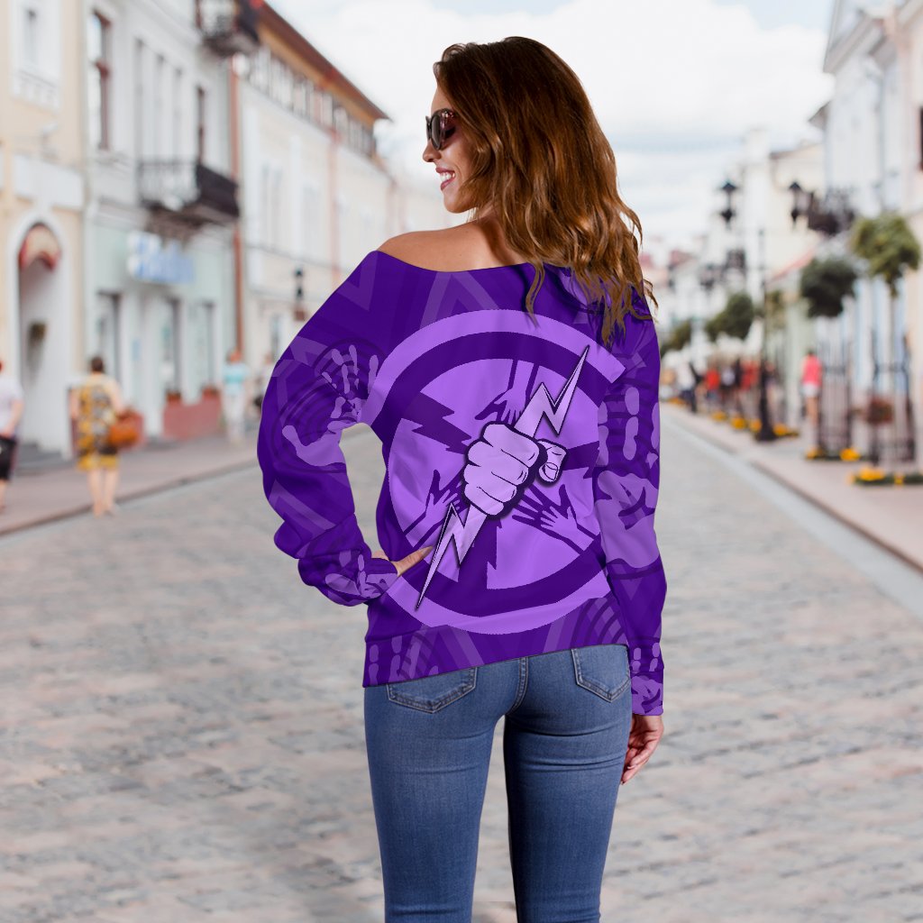 Melbourne All Over Women Off Shoulder Sweater Storm - Vibe Hoodie