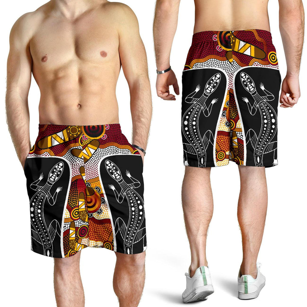 aboriginal-shorts-lizard-patterns-boomerang-indigenous-dot-painting-men