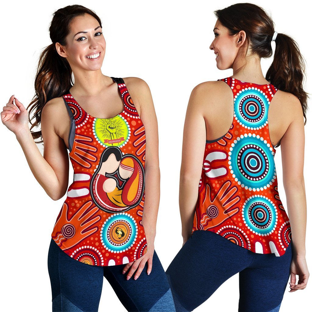 Racerback Tanks - Aboriginal Family With Dot Painting art - Vibe Hoodie