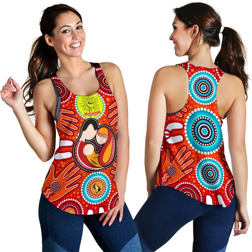 Racerback Tanks - Aboriginal Family With Dot Painting art - Vibe Hoodie