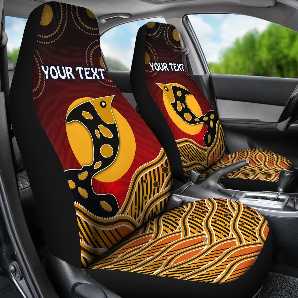 personalised-car-seat-cover-aboriginal-dot-patterns-fish