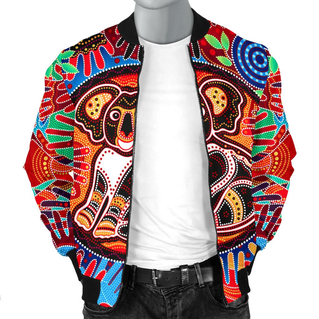 aboriginal-mens-bomber-jacket-koala-and-hand-art-dot-painting-jacket