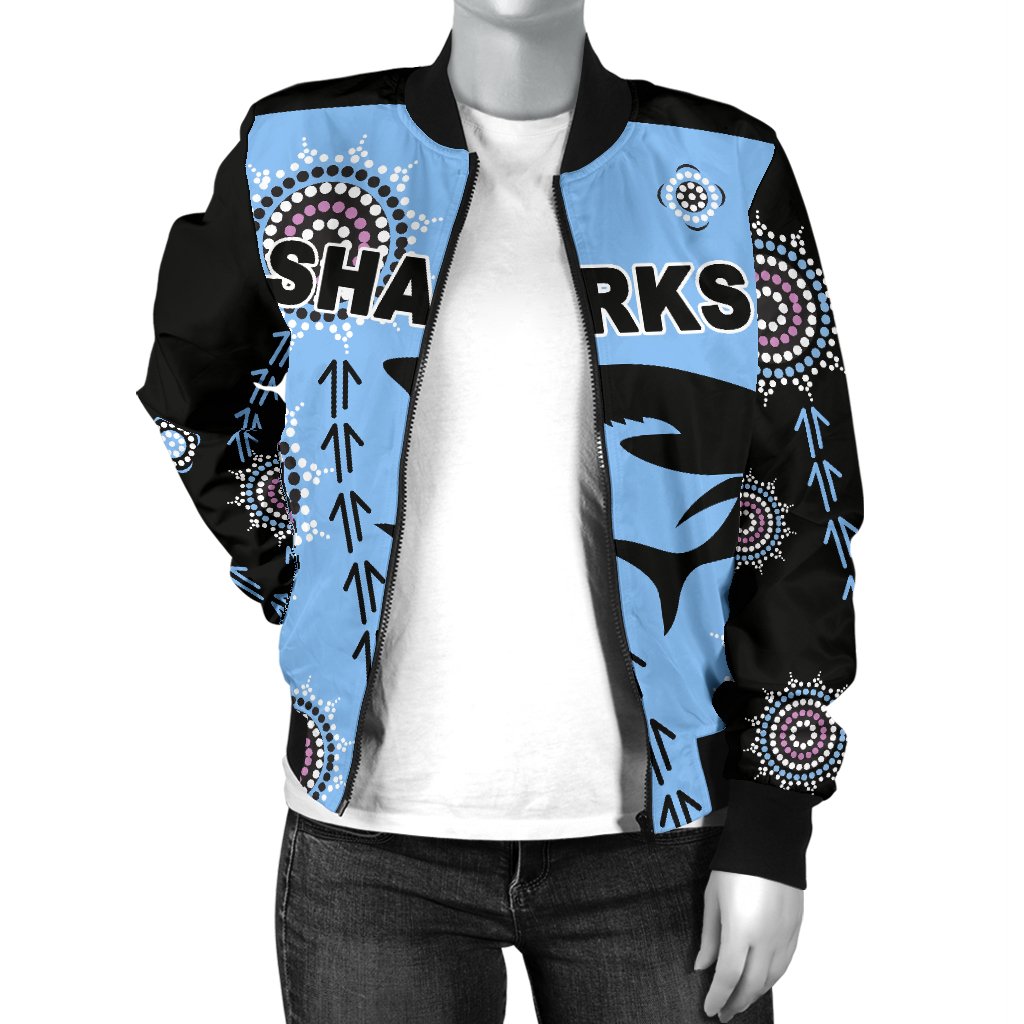cronulla-womens-bomber-jacket-sharks-simple-indigenous-blue
