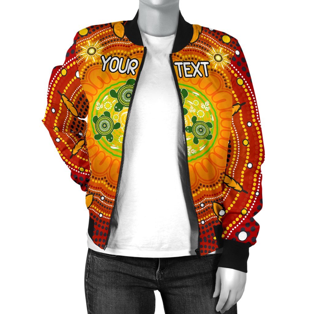 custom-text-aboriginal-womens-bomber-jackets-turtle-circle-dot-painting-art