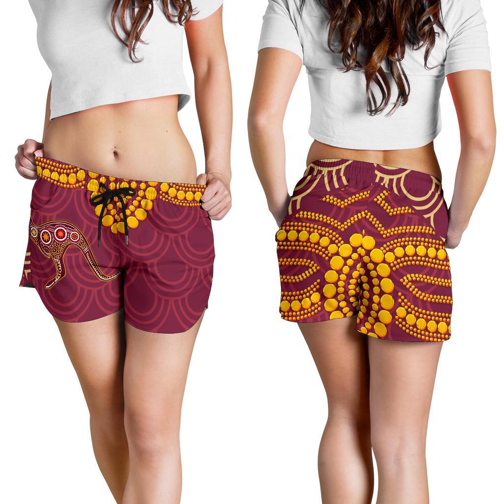 Aboriginal Women's Shorts - Aboriginal Kangaroo - Vibe Hoodie