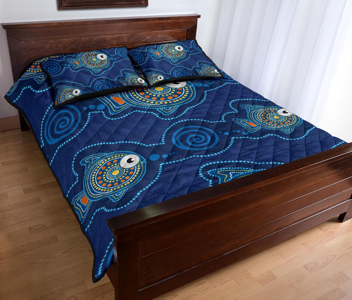 aboriginal-quilt-bed-set-indigenous-turtle-patterns