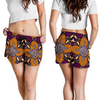 Aboriginal Women's Shorts - Flowers Dot Panting Art - Vibe Hoodie