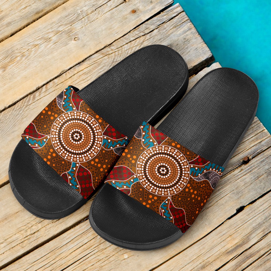 aboriginal-slide-sandals-aboriginal-patterns-ver01-black