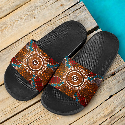 aboriginal-slide-sandals-aboriginal-patterns-ver01-black