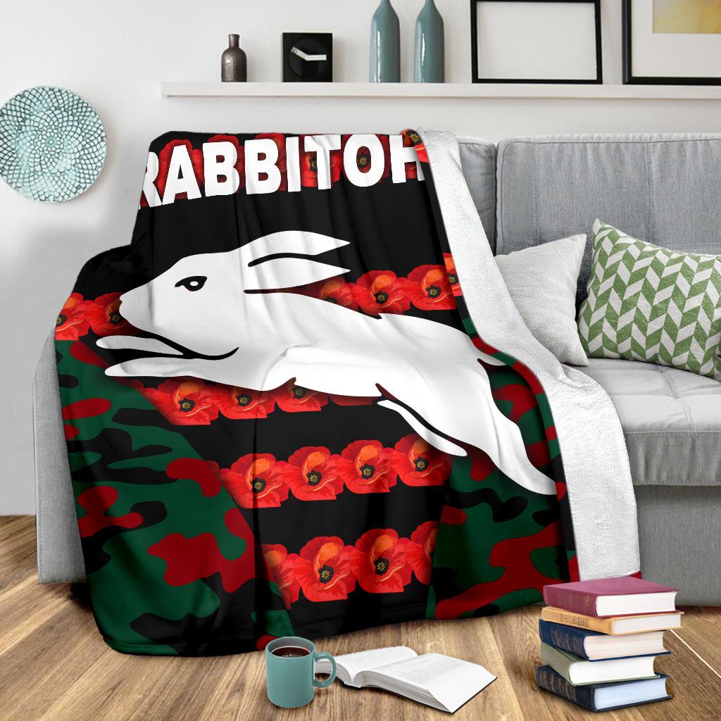 south-sydney-rabbitohs-premium-blanket-anzac-day-poppy-flower-vibes