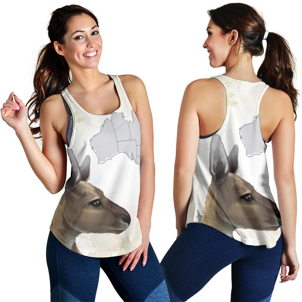 Racerback Tank - Kangaroo Top Tank Australia Map - Women - Vibe Hoodie