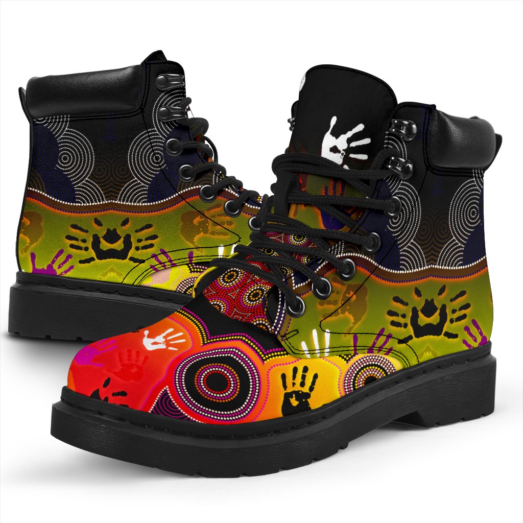 aboriginal-all-season-boots-indigenous-circle-dot-painting-hand-art