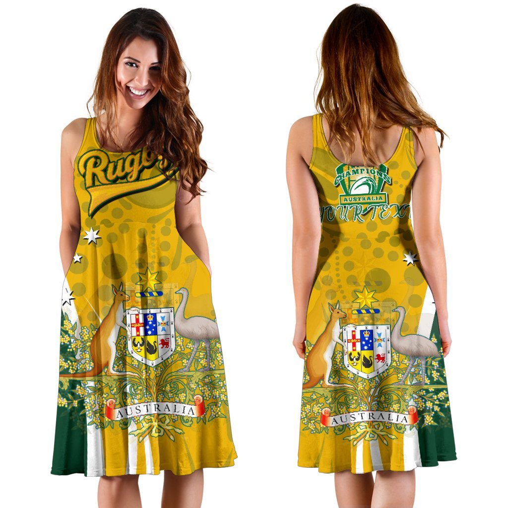 Personalised Midi Dress - Australia Coat Of Arm In Rugby Style - Vibe Hoodie