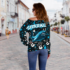Sharks Indigenous Women's Off Shoulder Sweater Minimalism Version - Vibe Hoodie
