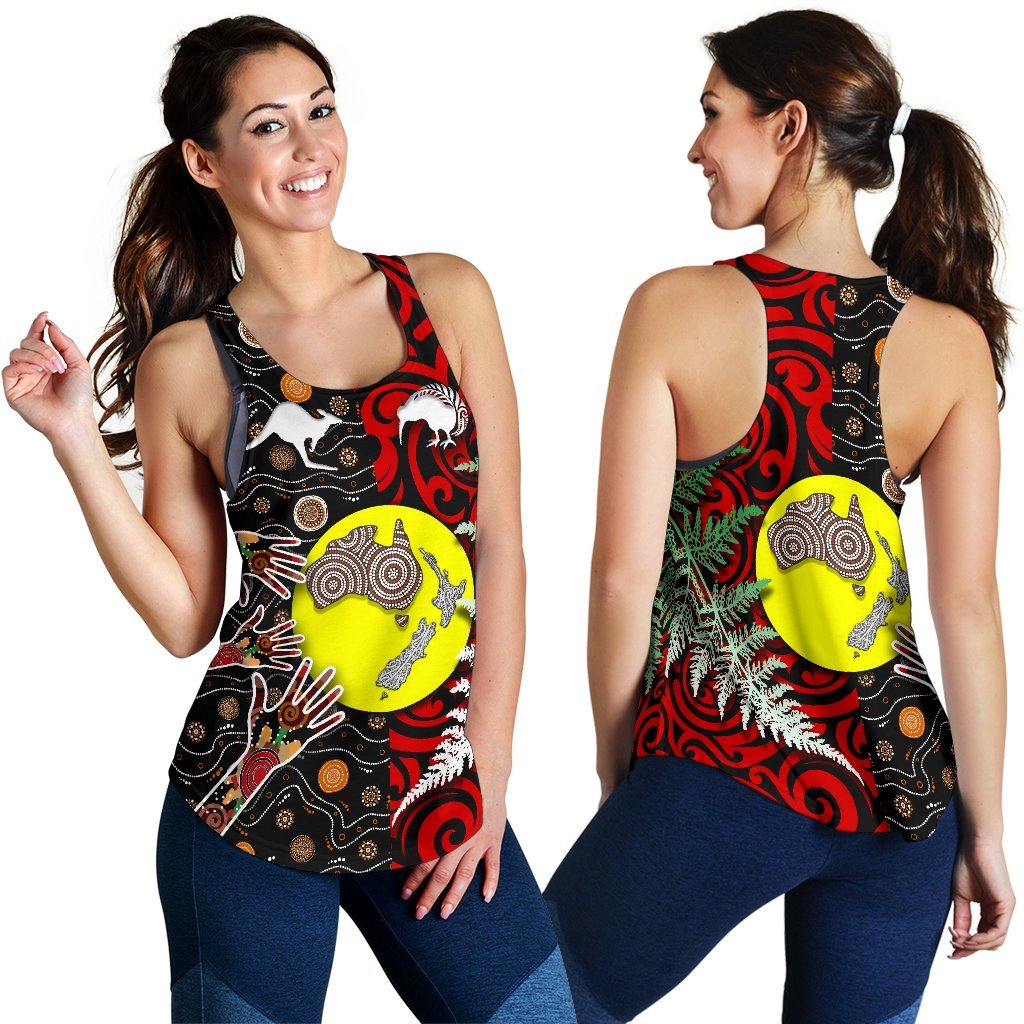 New Zealand Australia Women Racerback Tank - Maori Aboriginal - Vibe Hoodie