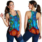 Aboriginal Women's Racerback Tank - Aussie Indigenous Patterns Blue - Vibe Hoodie