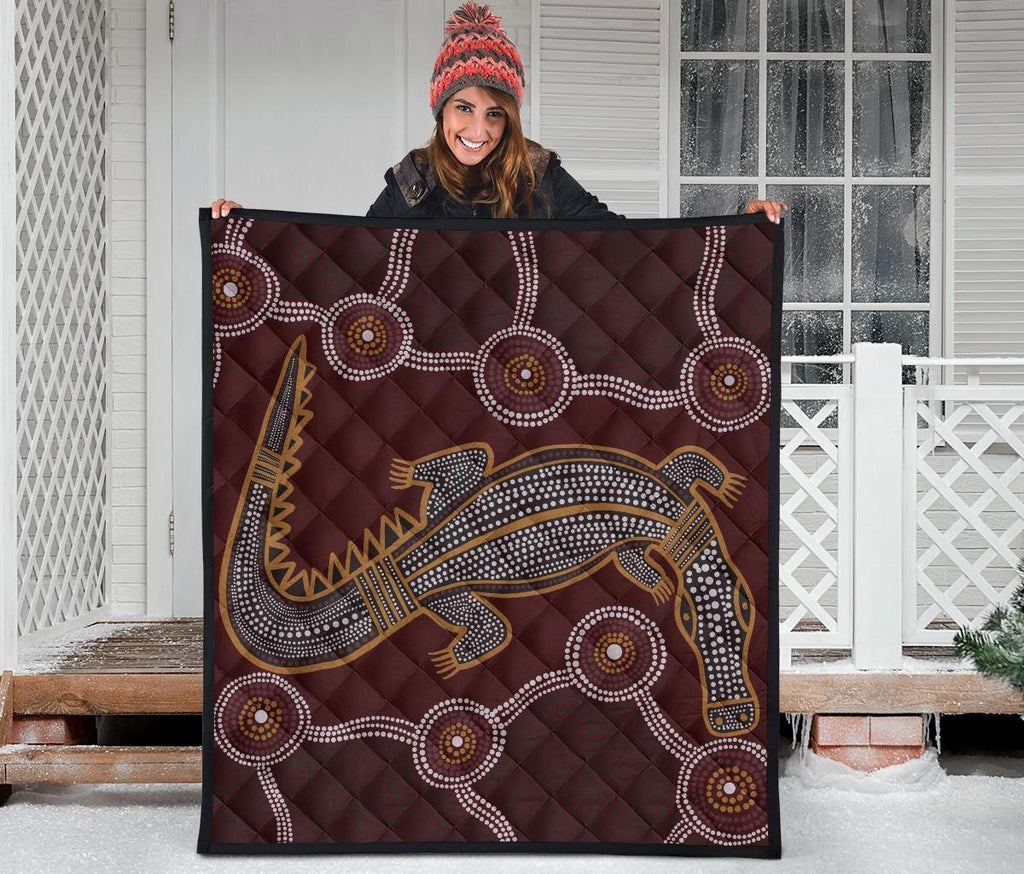 aboriginal-premium-quilt-indigenous-crocodile-brown-color