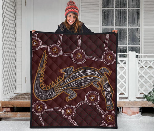 aboriginal-premium-quilt-indigenous-crocodile-brown-color